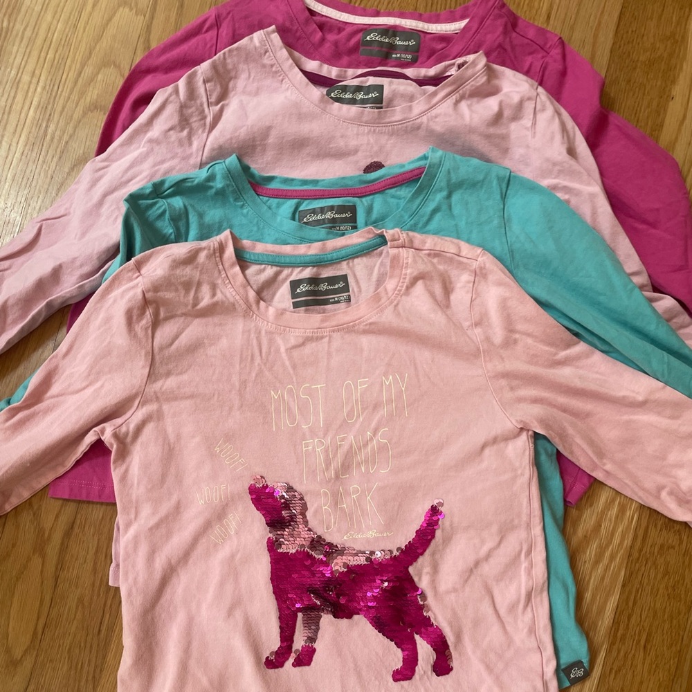 Four new girls Eddie Bauer long t shirts, size 10/12